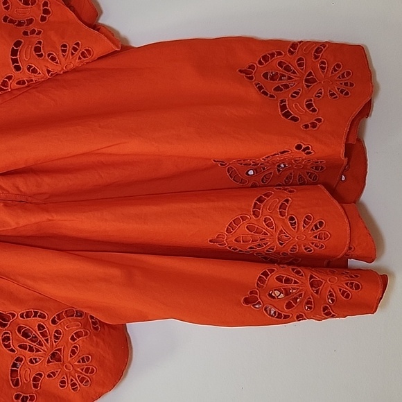 Banjanan Women's Rada Sunset Orange Eyelet Blouse Size Small - Picture 12 of 16